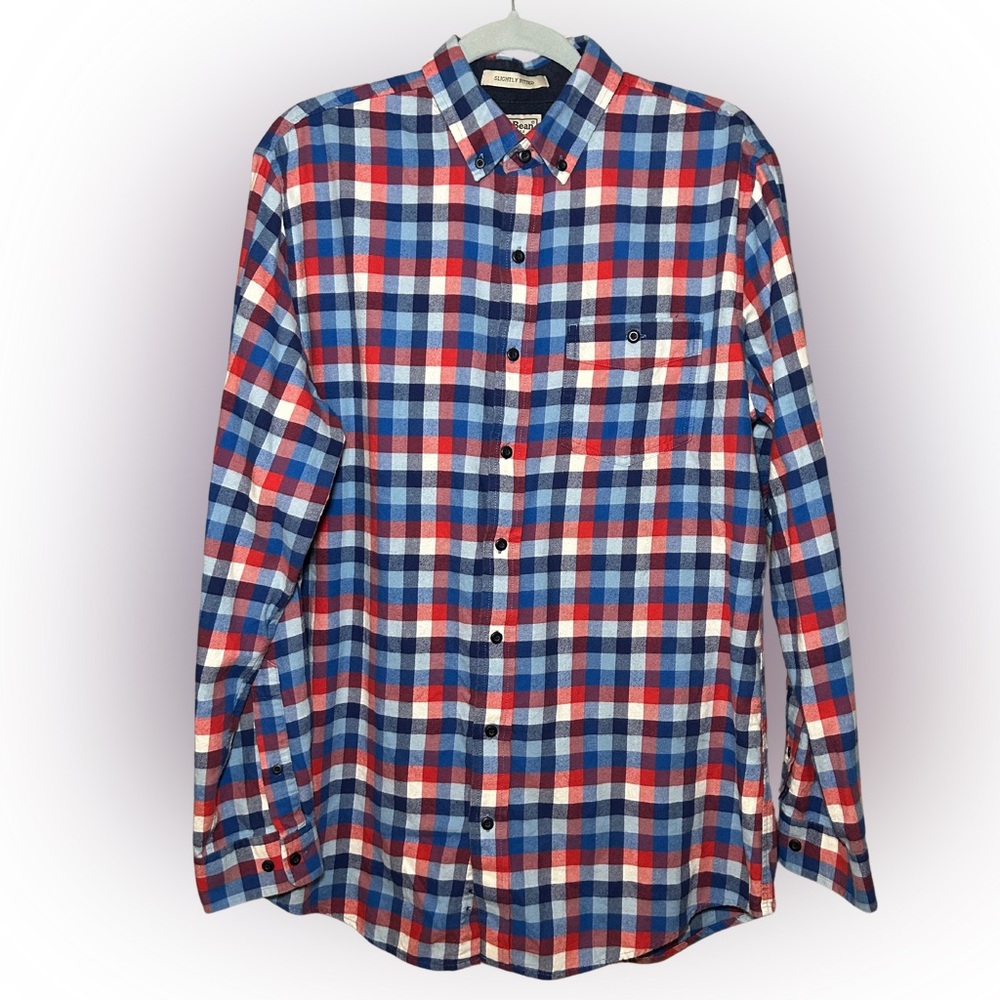 L.L.Bean Lakewashed Plaid Slightly Fitted Shirt Flannel in Red/White/Blue